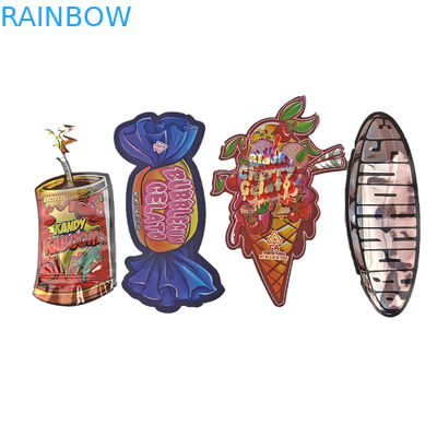 3.5g 맞춤 인쇄 된 Mylar 가방 불규칙한 모양의 다이 커트 Ziplock 가방 간식 쿠키 사탕을위한 포장 가방