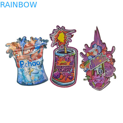 모양 마이러 가방 사용자 지정 로고 인쇄 불규칙 홀로그램 Ziplock 냄새 방지 3.5g 7g 14g 28g 간식 가방