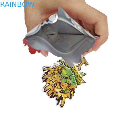 모양 마이러 가방 사용자 지정 로고 인쇄 불규칙 홀로그램 Ziplock 냄새 방지 3.5g 7g 14g 28g 간식 가방