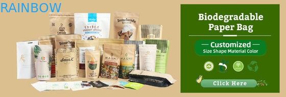 환경 친화적 인 생물 분해 가능한 kraft 종이 가방 지프 잠금 가방 음식 포장 종이 가방 창문