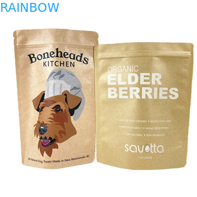 주문식품 등급 PLA 브라운 크래프트 종이 봉지 망고 가루 식품 애완 동물 감자 먹을 수 있는 포장 봉지 마일러 지퍼