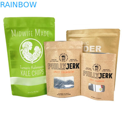 사용자 지정 자체 디자인 크래프트 종이 가방 쿠키 케이크 견과류 식용품 파우더 애완 동물 식품 생분해성 냄새 방지 포장 봉지