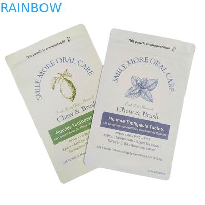 생분해성 크라프트 종이 봉투 흰색 스탠드 파우치 지퍼백 플라스틱 포장 반려동물 사료용 퇴비화 가능