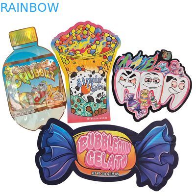 맞춤형 로고 3.5g 7g 14g 재밀봉 가능한 PE 플라스틱 식품 밀봉 포장 지퍼 잠금 호일 파우치 어린이 냄새 방지 허브 구미 마일러 백