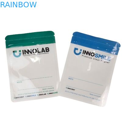 치아 투명 교정 장치 포장을 위한 맞춤형 흰색 지퍼백, 한쪽 면 투명, 열 밀봉 및 로고 정렬