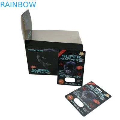 도매 맞춤형 라이노 100k 150k 200k 캡슐 강화 알약 의약품 3D 포장 카드 및 종이 디스플레이 박스