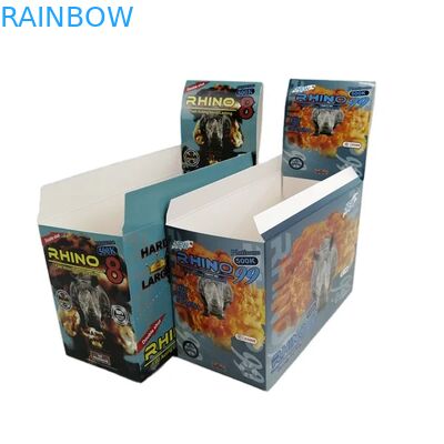 도매 맞춤형 라이노 100k 150k 200k 캡슐 강화 알약 의약품 3D 포장 카드 및 종이 디스플레이 박스