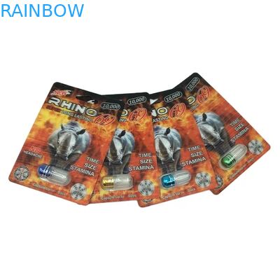 도매 맞춤형 라이노 100k 150k 200k 캡슐 강화 알약 의약품 3D 포장 카드 및 종이 디스플레이 박스