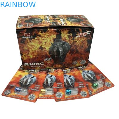 도매 맞춤형 라이노 100k 150k 200k 캡슐 강화 알약 의약품 3D 포장 카드 및 종이 디스플레이 박스