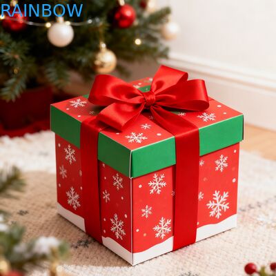 재활용 가능한 생분해 가능한 크래프트 직사각형 선물 상자 접이 가능한 뚜?? 리본 자외선 코팅 매트 맞춤형 생일 크리스마스 선물 상자