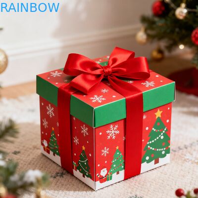 재활용 가능한 생분해 가능한 크래프트 직사각형 선물 상자 접이 가능한 뚜?? 리본 자외선 코팅 매트 맞춤형 생일 크리스마스 선물 상자