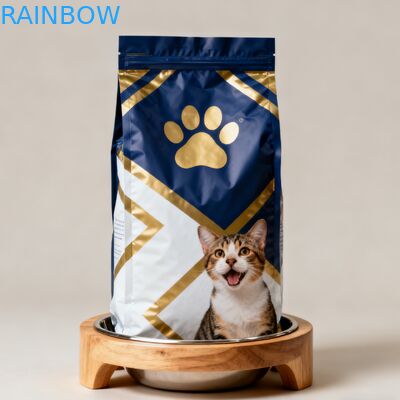 맞춤형 생분해성 동물용 식품 포장 마일러 봉지 사이드 구세트 봉지 개 고양이 애완 동물 식품 칩 봉지 밸브