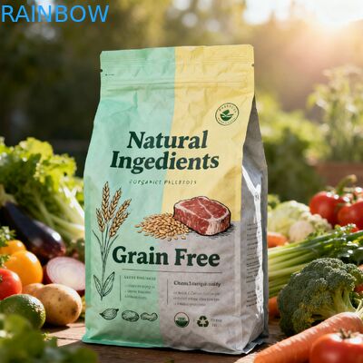 맞춤형 생분해성 동물용 식품 포장 마일러 봉지 사이드 구세트 봉지 개 고양이 애완 동물 식품 칩 봉지 밸브