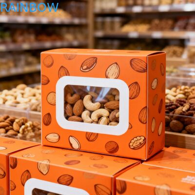 Custom Biodegradable Foldable Snack Display Box With Transparent Windows For Retail Stores