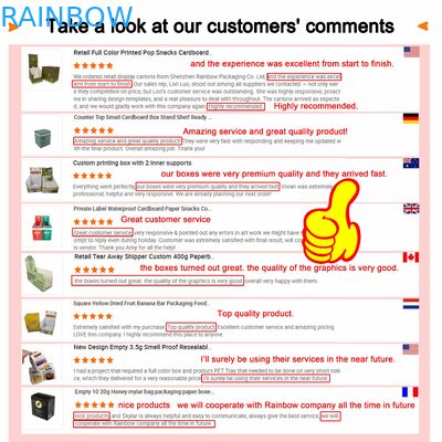 투명 창 디스플레이와 350g 두께의 식품 포장용 맞춤형 사이즈 종이 상자