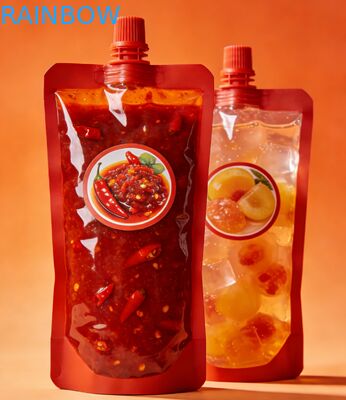누출 방지 주둥이 파우치 150ml 200ml 300ml Doypack 식품 등급 칠리 소스 젤리 주스 유아식 가방 스탠드 업 주둥이 파우치