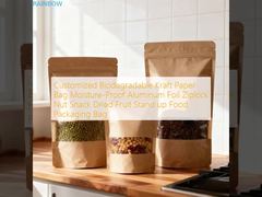 맞춤형 생분해성 크래프트 종이 봉지 수분 방지 알루미늄 엽 Ziplock 견과류 간식 건조 과일 서드 식품 포장 봉지