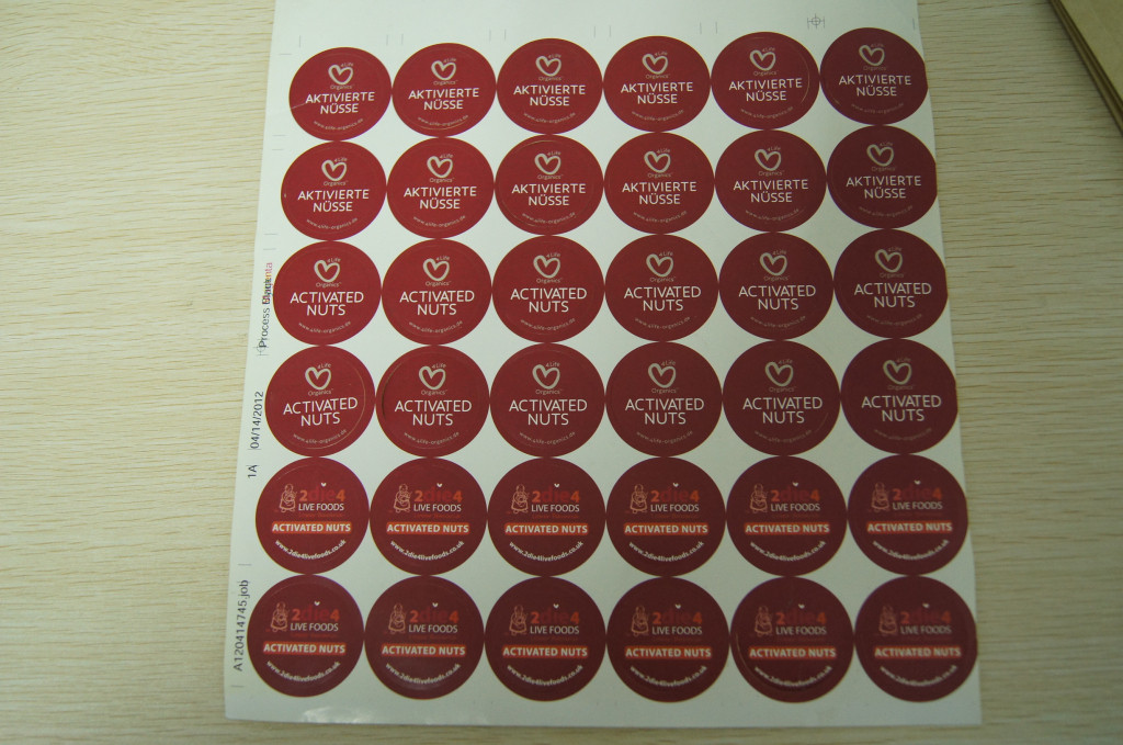 포장하는 둥근 서류상 수축 소매, 활성화된 견과를 위한 접착성 스티커 상표