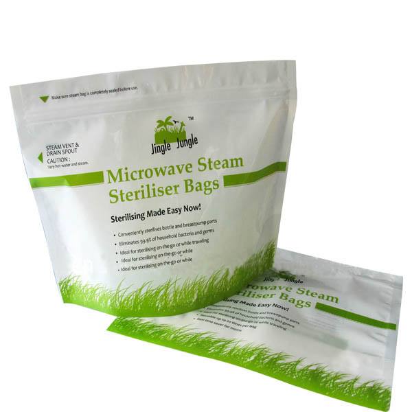 녹색에 의하여 박판으로 만들어진 마이크로파 음식 진공 물개는 지퍼를 가진 인쇄를 자루에 넣습니다