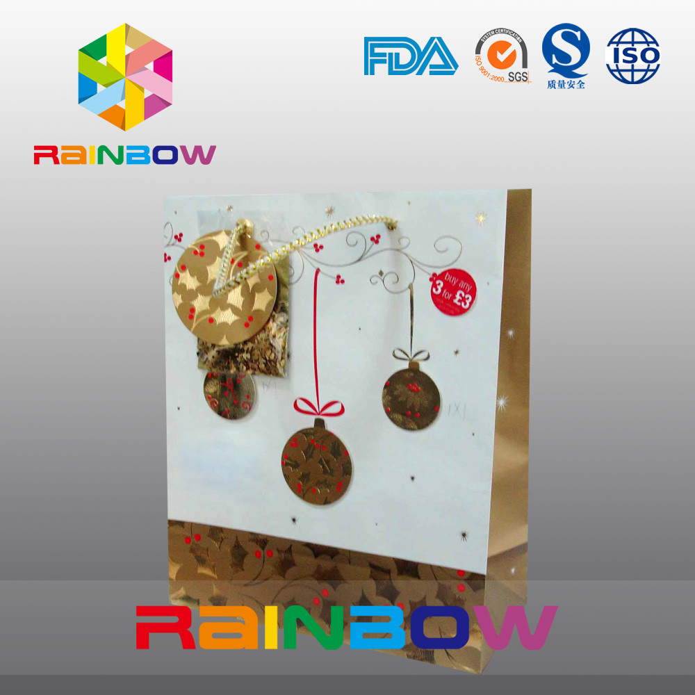 선물을 위한 졸라매는 끈을 가진 사치품에 의하여 인쇄되는 편평한 바닥 주문을 받아서 만들어진 종이 봉지