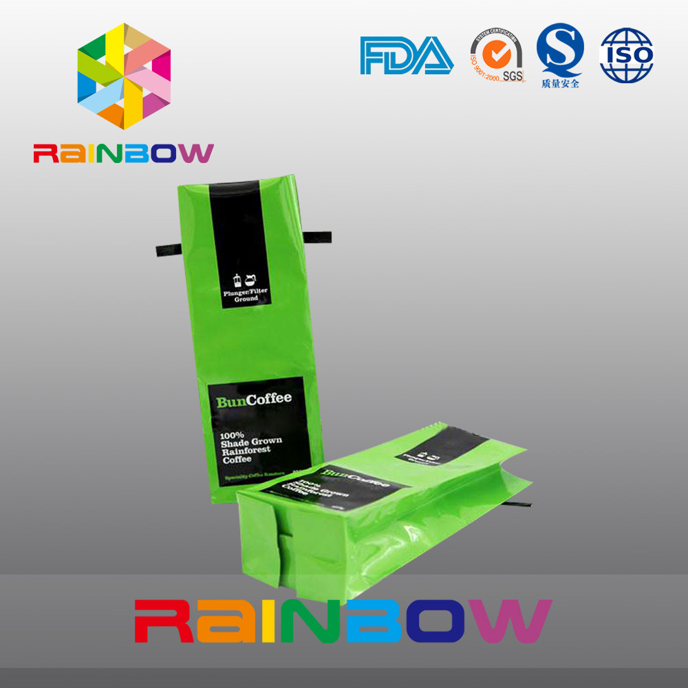 광택 있는 옆 삼각천 차 포장 부대 알루미늄 호일, 녹색 주석 동점 커피 주머니
