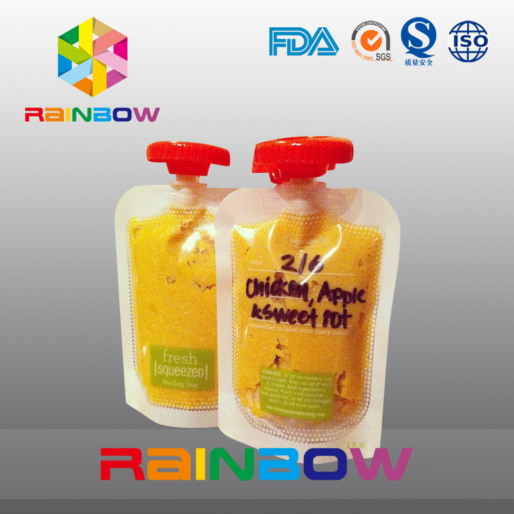 음식 급료를 위로 서 있습니다 유아식을 위한 주둥이를 가진 주머니를 주문 설계하십시오