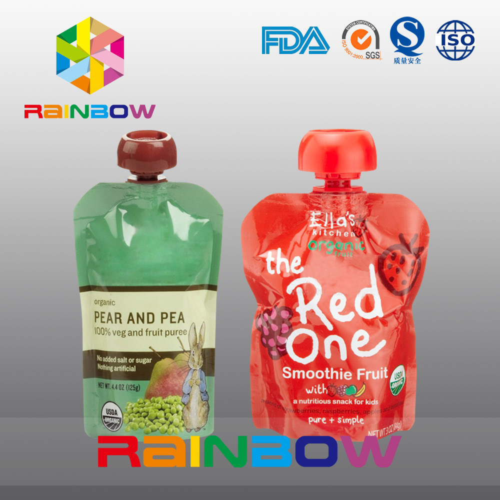 140ml 200ml 두 배 지퍼를 가진 재 Sequeezed 유아식 주둥이 주머니