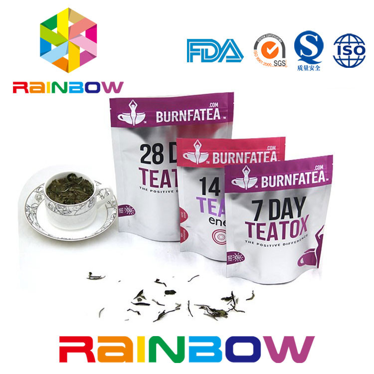 생물 분해성 차 주머니 Mylar Ziplock에 의하여 박판으로 만들어진 차 패킹 부대를 위로 서 있으십시오