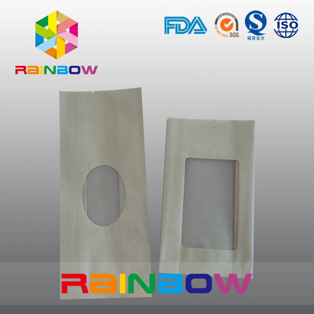 명확한 창으로 포장하는 사탕/건조한 음식 급료를 위한 삼각천 Kraft 종이 봉지