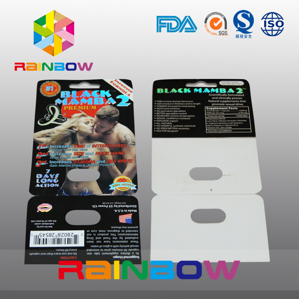 성적인 환약을 위한 주문을 받아서 만들어진 서류상 물집 카드 포장 서류상 카드