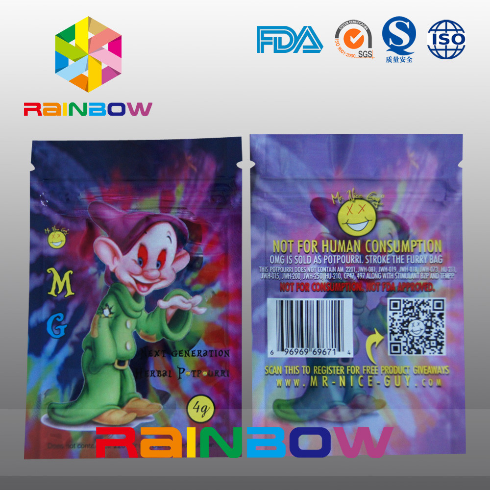 주문 인쇄 로고 M.G 초본 향 Ziplock는 5g 4g 향미료 연기 부대를 자루에 넣습니다