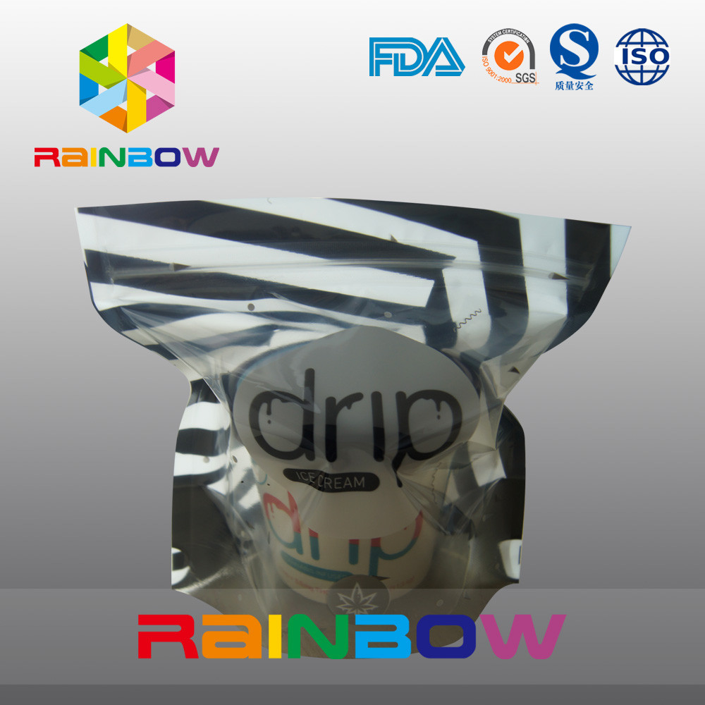 명확한 창 및 지퍼로 포장하는 광택 있는 아이스크림 플라스틱 주머니를 위로 서 있으십시오