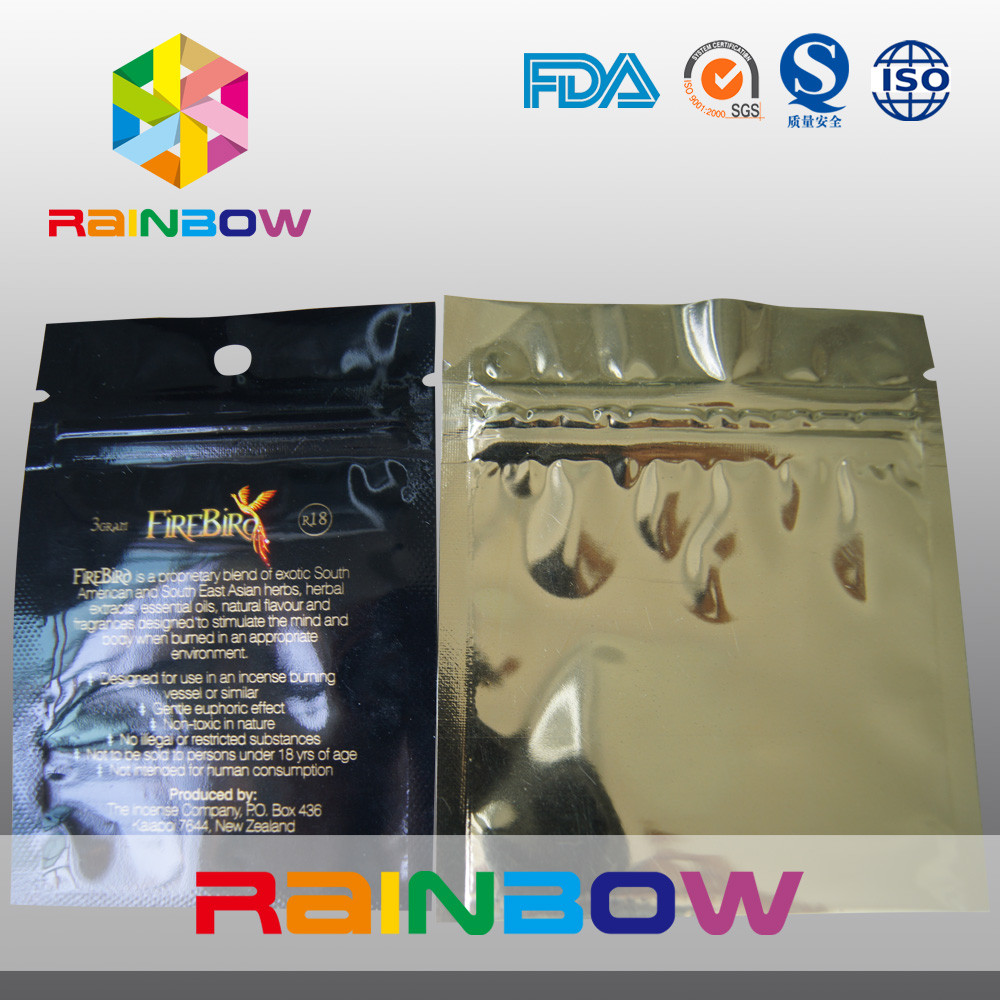 편평한 3개의 측은 hange 구멍을 가진 mylar 포일 지퍼를 밀봉했습니다