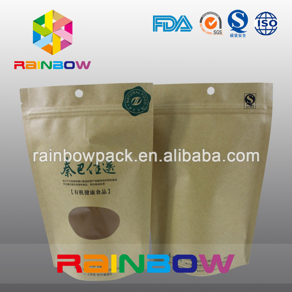 재상할 수 있는 2oz Kraft 종이 Doypack는 창을 가진 1회분의 커피 봉지를 위로 서 있습니다