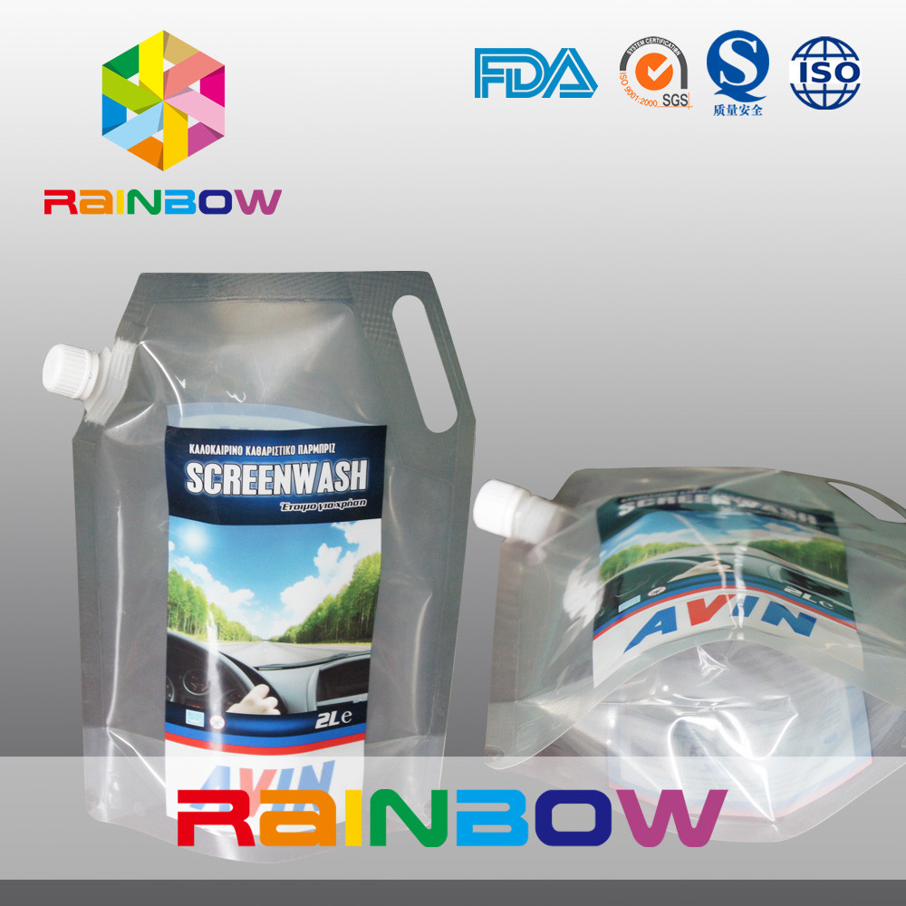 투명한 3L 물 증거 또는 인쇄는 주둥이 주머니 액체 병 부대를 위로 서 있습니다