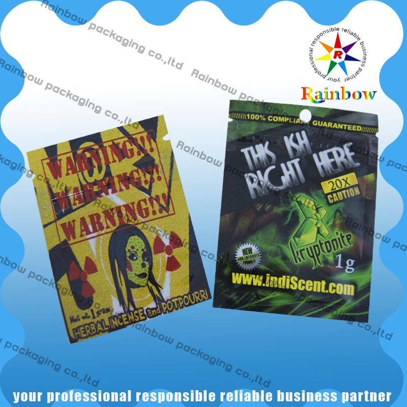 열 - 물개 플라스틱 초본 Incens 부대, 알루미늄 호일 부대 Ziplock