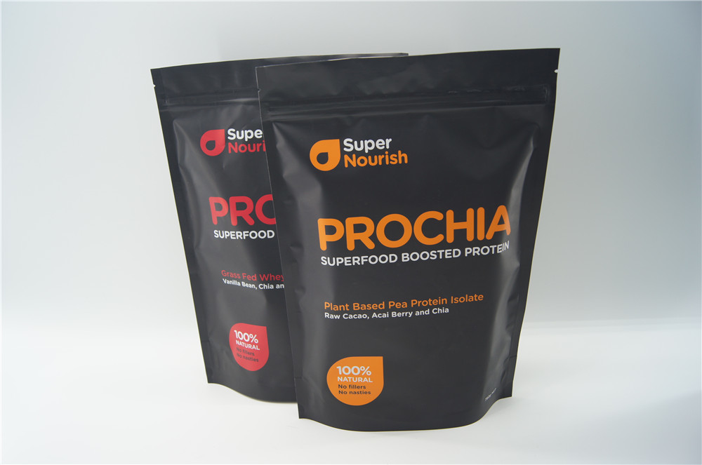 주문을 받아서 만들어진 500g 바닥 삼각천 부대, 단백질 포일은 위로 서 있습니다 지플락 주머니를 일렬로 세웠습니다