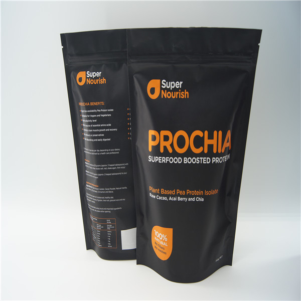 일렬로 세워진 포일 지플락 부대, 단백질 분말/음식 포일 포장 부대를 Foil