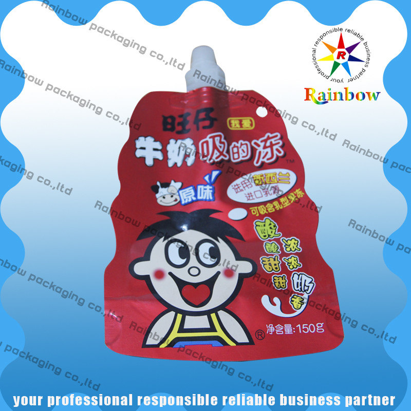 플라스틱 우유를 위해 생물 분해성 주둥이 주머니 포장을 위로 서 있으십시오