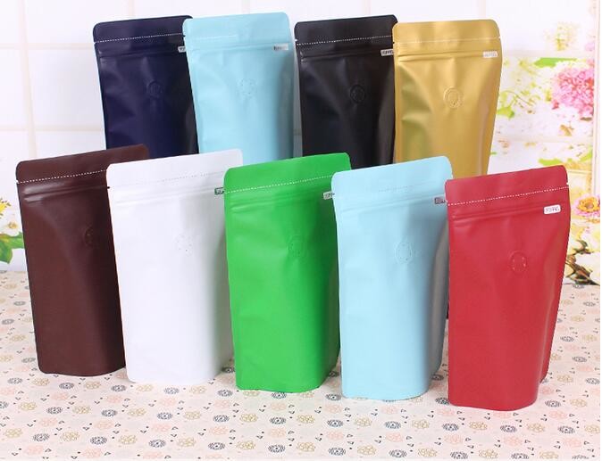 광택이 없는 커피 콩 벨브를 가진 포장 부대 플라스틱 관례에 의하여 인쇄된 1회분의 커피 봉지를 위로 서 있으십시오