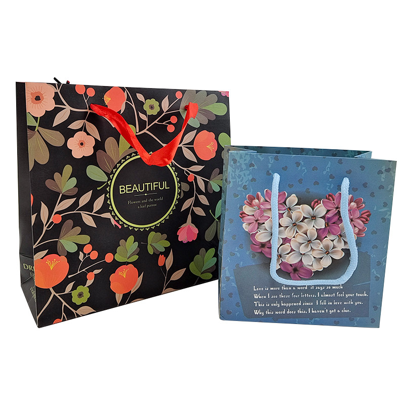 사용자 지정 로고 인쇄 재사용 크래프트 종이 포장지 손잡이 크래프트 종이 포장지 선물 가방