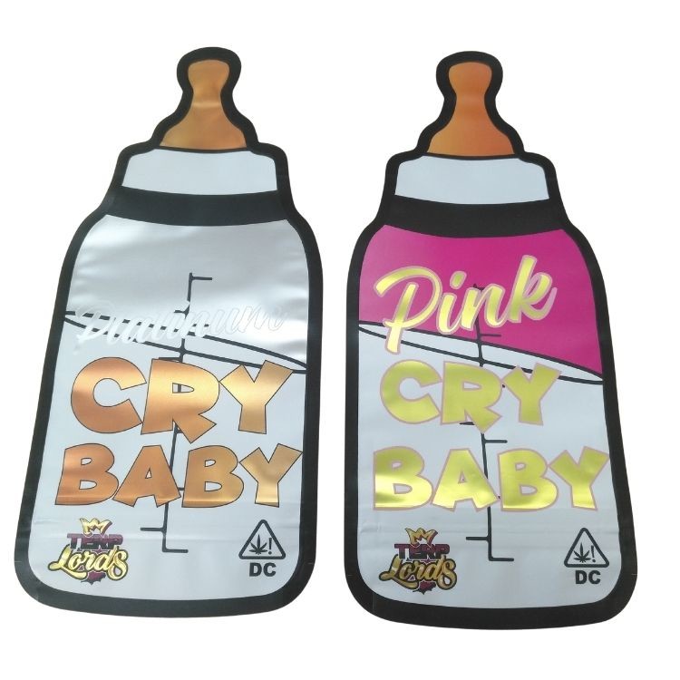 맞춤형 인쇄 어린이 보호 Ziplock 홀로그램 다이 커트 마이러 가방 3.5g 특수 모양 고무 사탕 식용 포장 가방