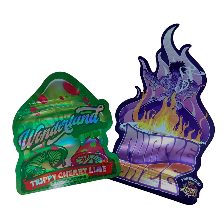 사용자 지정 인쇄 매트 소프트 터치 가방 3.5g 마일러 가방 디지털 인쇄 홀로그램 다이 커트 마일러 ZiplockBag