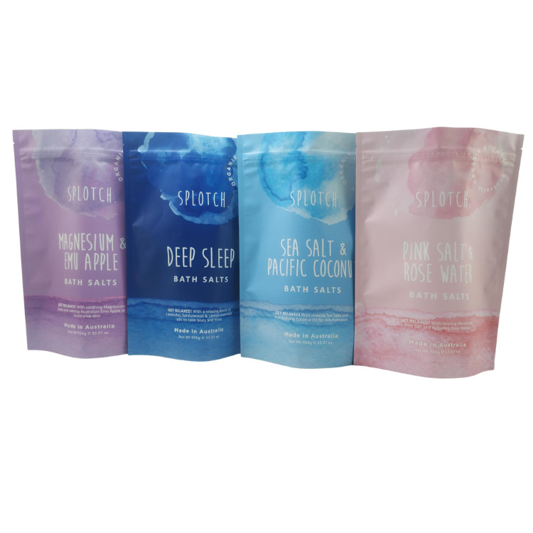 사용자 지정 로고 인쇄 Ziplock 가방 몸 스크럽 비누 욕조 폭탄 포장 알루미늄 엽지 가방 플라스틱 지퍼 욕조 소금 가방