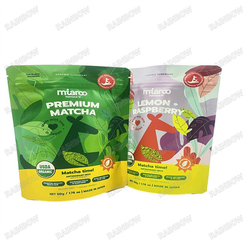 맞춤 인쇄 방수 Mylar 가방 색 빛나는 생분해성 식품 가방 다시 밀폐 된 지퍼 서드업 가방 눈물 없이