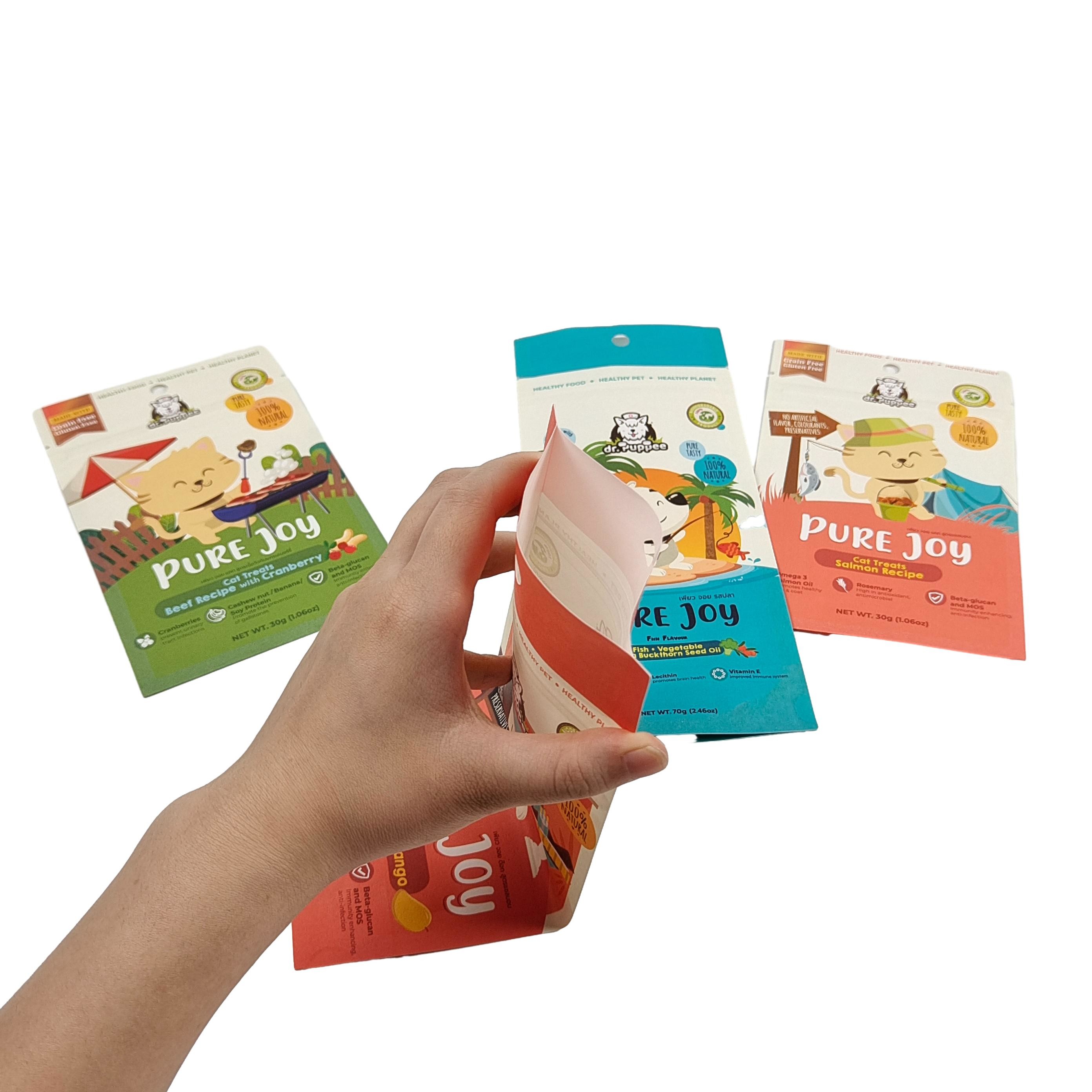 콤포스타블 생분해성 종이 가방 방수 지퍼 서드업 가방 재활용 식품 맑은 창문 Zip 잠금 Kraft S