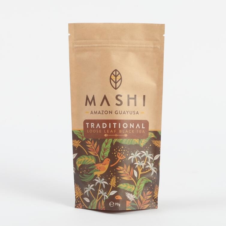 바이오 분해 가능한 Kraft 종이 차와 커피 가루를위한 서드업 지프 잠금 포장 봉지