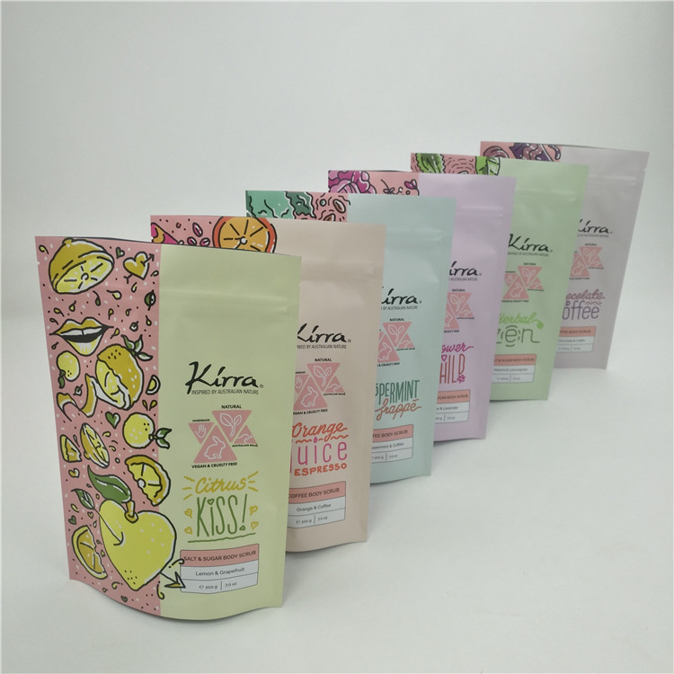 재활용 할 수 있는 Zip Lock Stand Up Pouch Body Scrub 화장품 목욕 소금 플라스틱 포장 가방