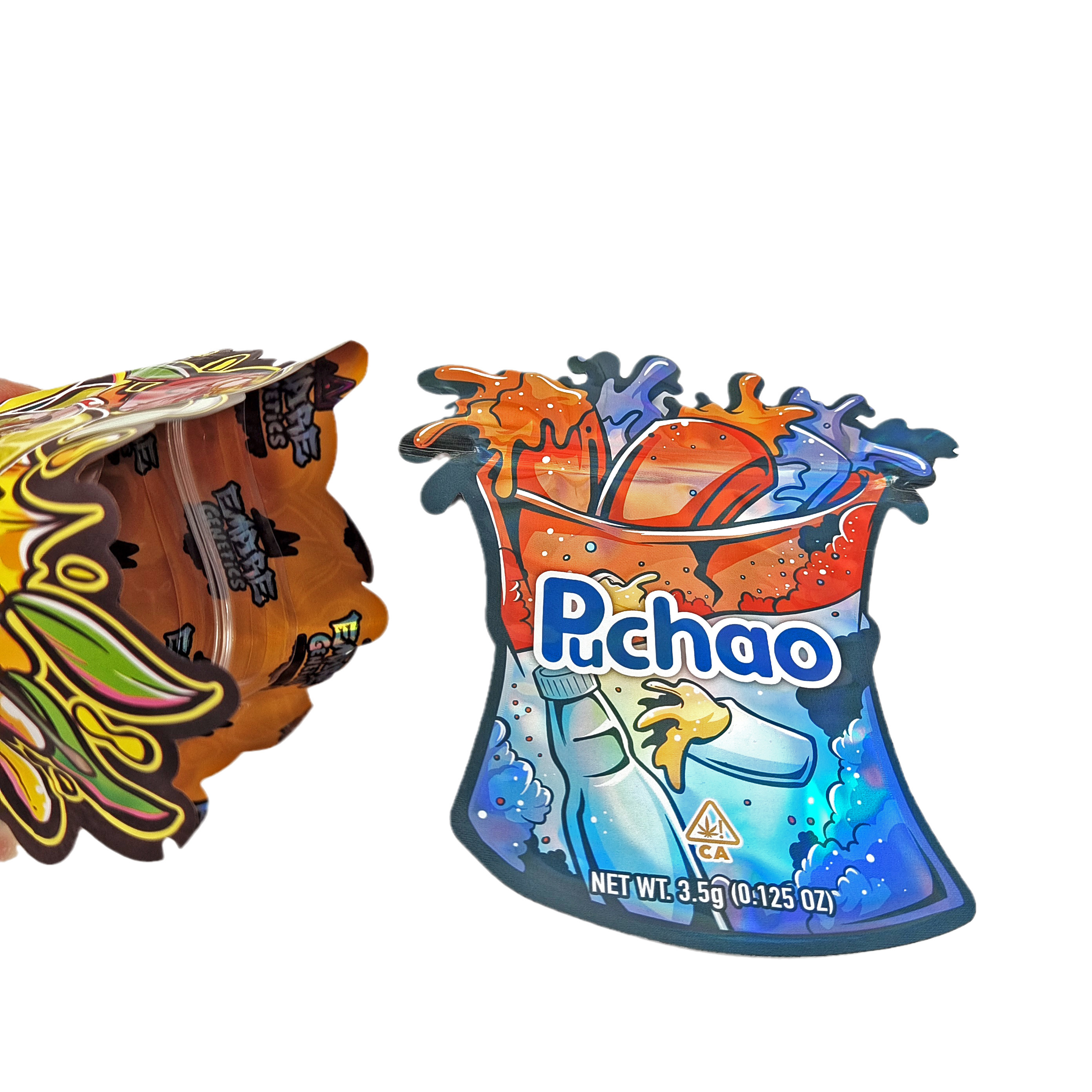 사용자 지정 로고 인쇄 매트 부드러운 터치 불규칙 특수 모양 포장 3.5g 어린이 보호 알루미늄 엽지 가방