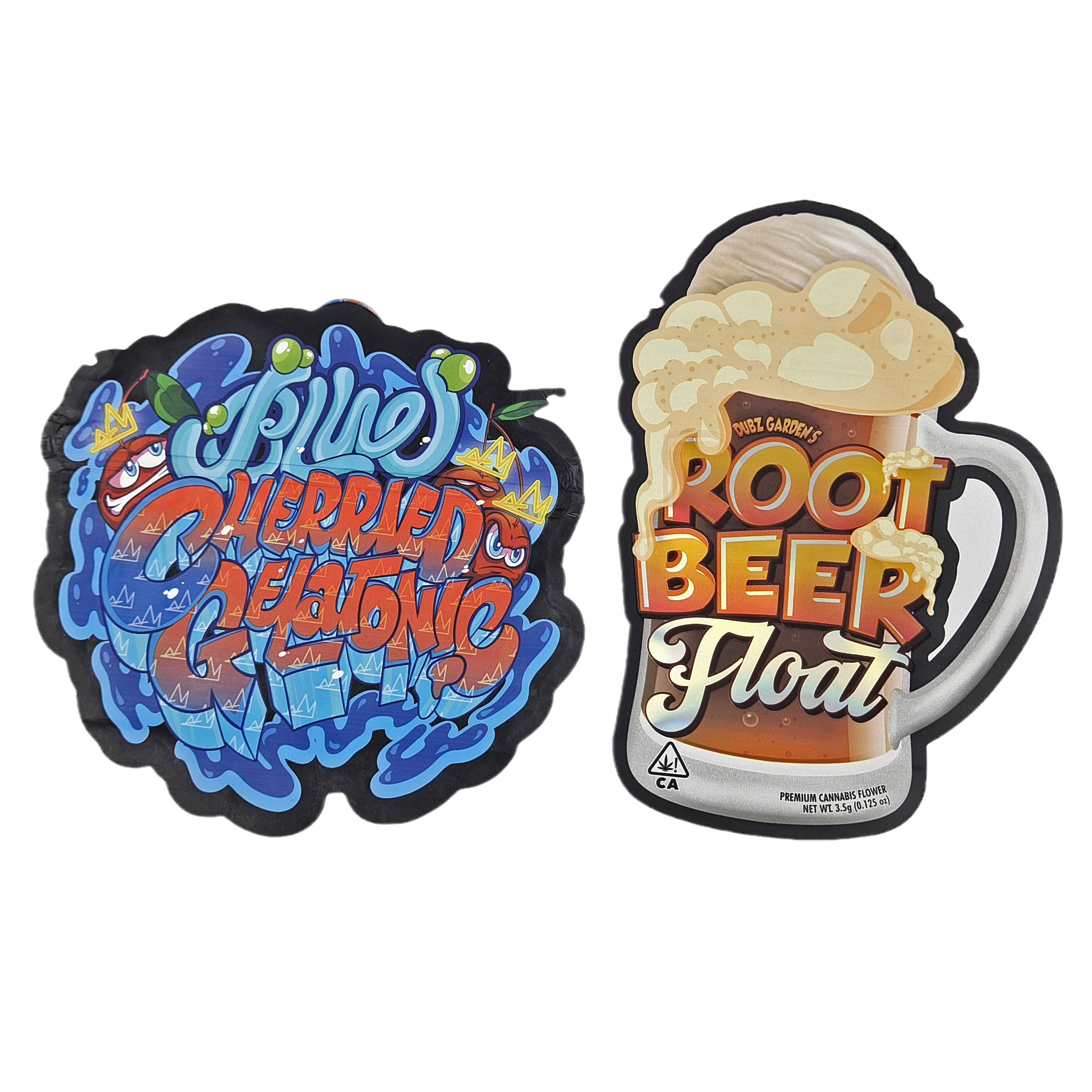 다이 커트 커스텀 불규칙 특수 모양 플라스틱 어린이 보호 Mylar 포장 Zipper 3.5g 식품 등급 커스텀 모양 Mylar